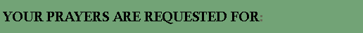Text Box: YOUR PRAYERS ARE REQUESTED FOR: