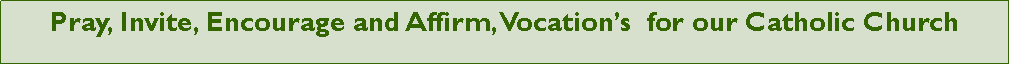 Text Box: Pray, Invite, Encourage and Affirm, Vocations  for our Catholic Church  